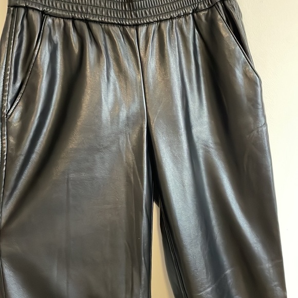 Edgy Joie Vegan Leather Pants Black SM PU Straight Paper Bag Contemporary Chic - Picture 6 of 16